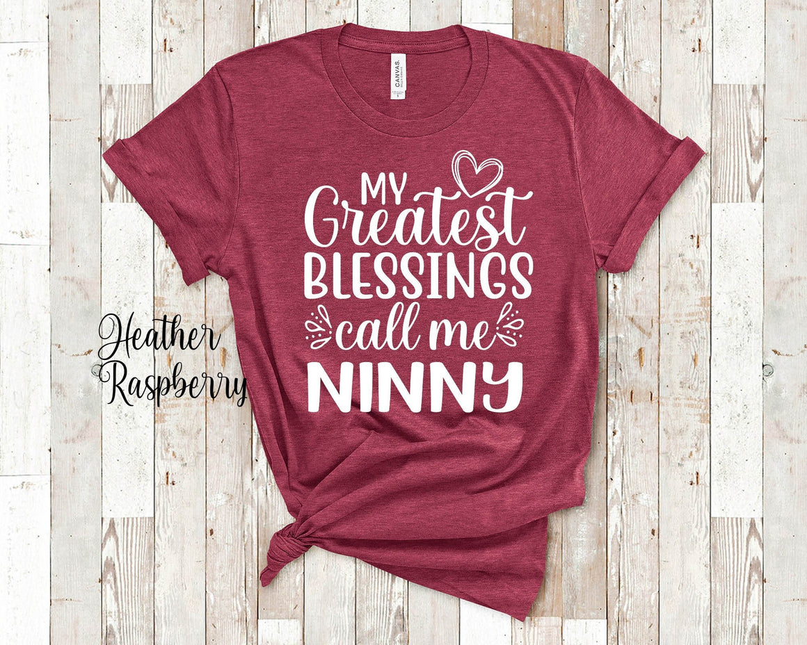 My Greatest Blessings Call Me Ninny Grandma Tshirt Special Grandmother Gift Idea for Mother's Day, Birthday, Christmas or Pregnancy Reveal