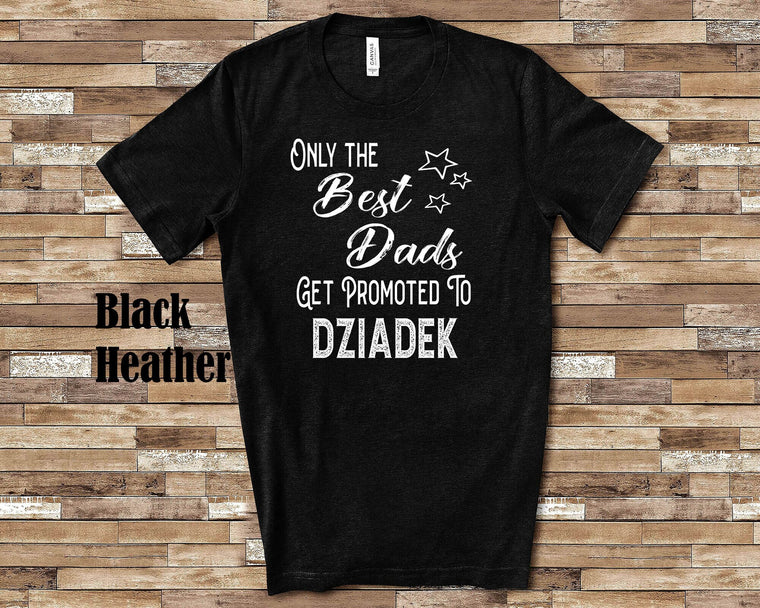 The Best Dads Get Promoted to Dziadek Grandpa Tshirt Polish Grandfather Gift Idea for Father's Day, Birthday, Christmas or Pregnancy Reveal