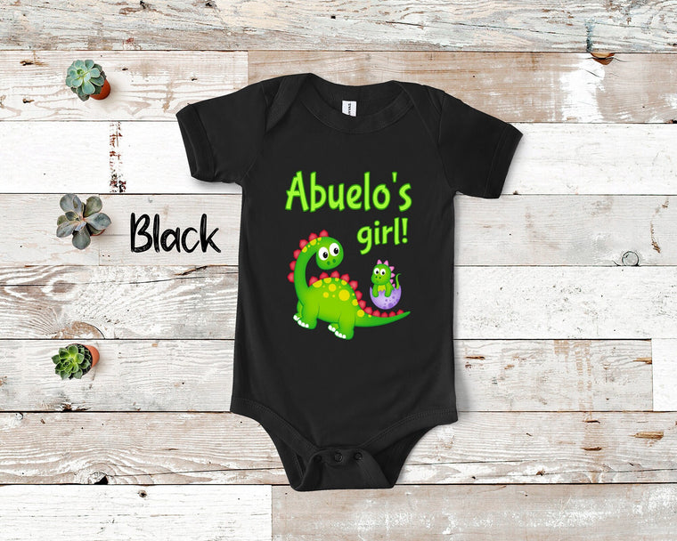 Abuelo's Girl Cute Grandpa Name Dinosaur Baby Bodysuit, Tshirt or Toddler Shirt for a Spanish Grandfather Gift or Pregnancy Announcement