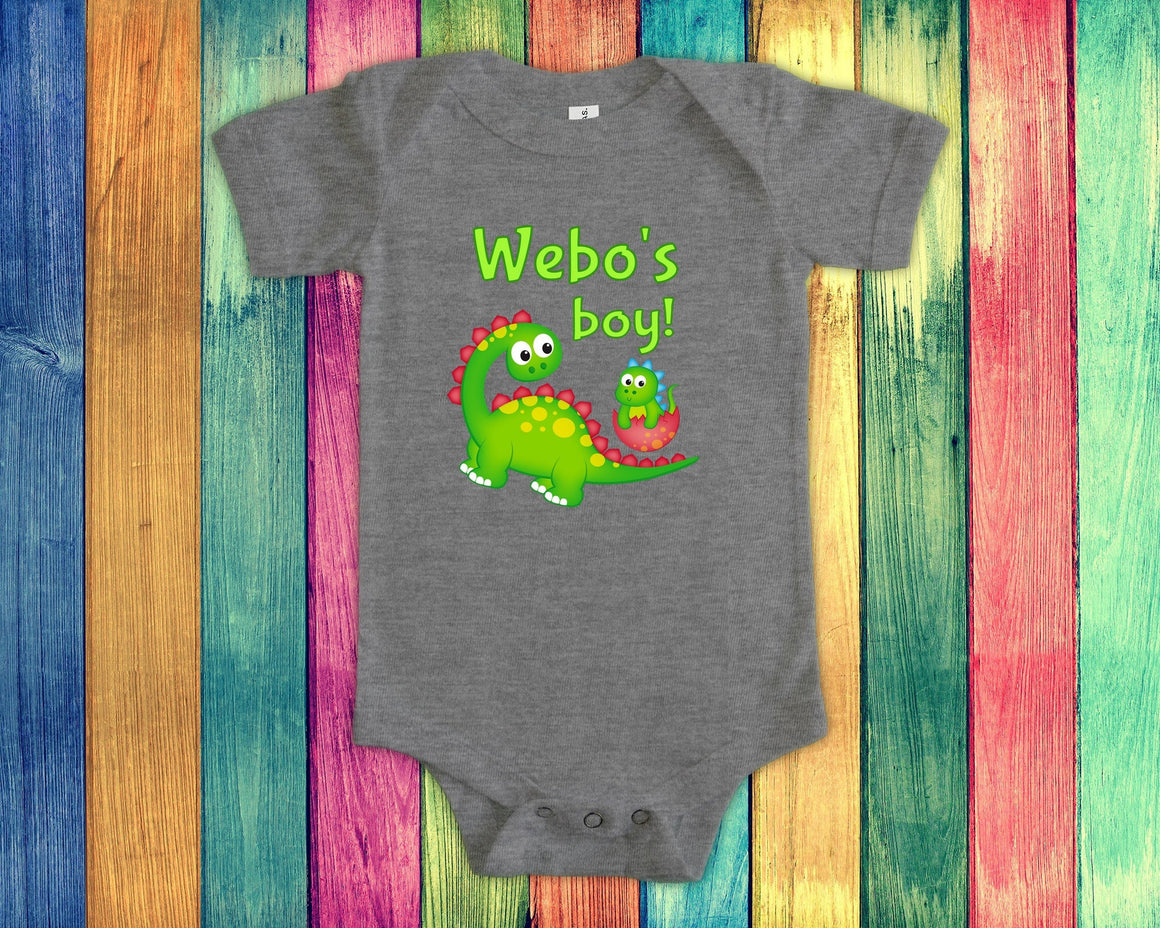 Webo's Boy Cute Grandpa Name Dinosaur Baby Bodysuit, Tshirt or Toddler Shirt for a Special Grandfather Gift or Pregnancy Reveal Announcement