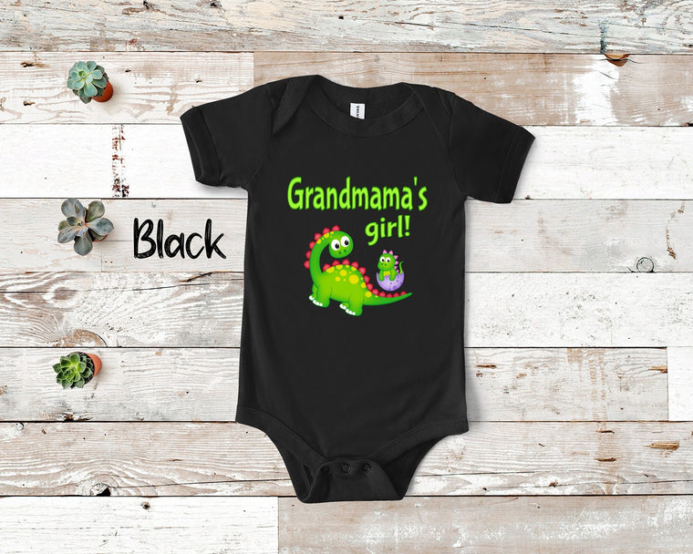 Grandmama's Girl Cute Grandma Name Dinosaur Baby Bodysuit, Tshirt or Toddler Shirt for a Special Grandmother Gift or Pregnancy Reveal