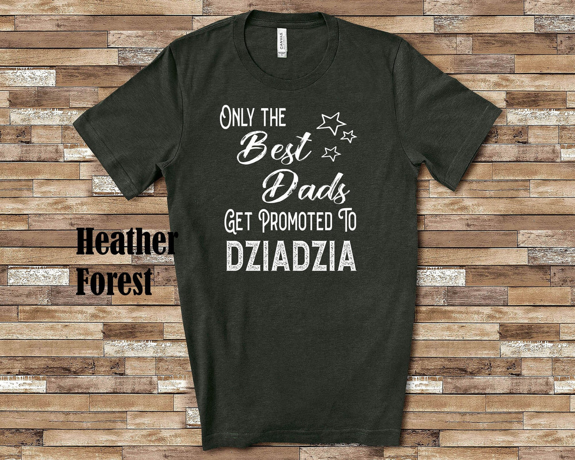 The Best Dads Get Promoted to Dziadzia Grandpa Tshirt Polish Grandfather Gift Idea for Father's Day, Birthday, Christmas or Pregnancy Reveal