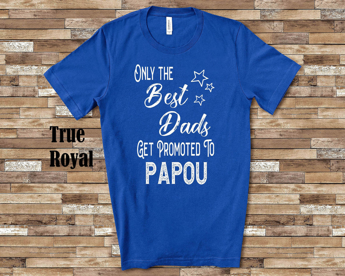 The Best Dads Get Promoted to Papou Grandpa Tshirt Greek Grandfather Gift Idea for Father's Day, Birthday, Christmas or Pregnancy Reveal