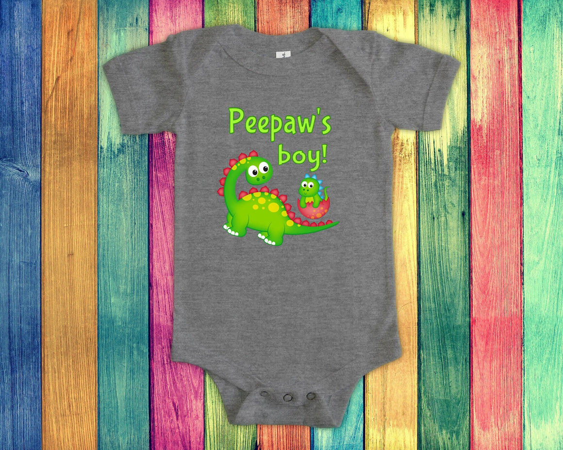 Peepaw's Boy Cute Grandpa Name Dinosaur Baby Bodysuit, Tshirt or Toddler Shirt for a Special Grandfather Gift or Pregnancy Announcement