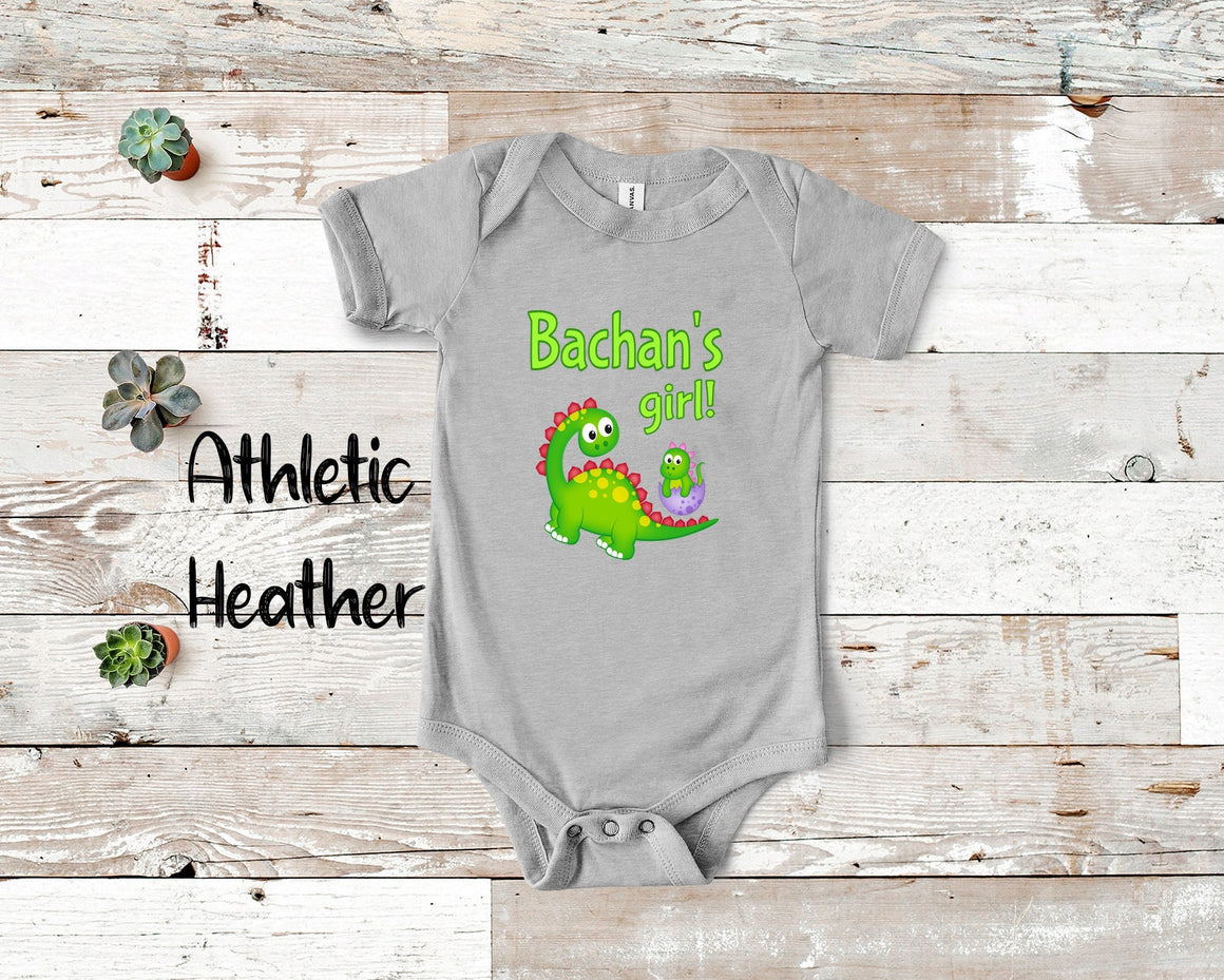 Bachan's Girl Cute Grandma Name Dinosaur Baby Bodysuit, Tshirt or Toddler Shirt for a Japanese Grandmother Gift or Pregnancy Announcement